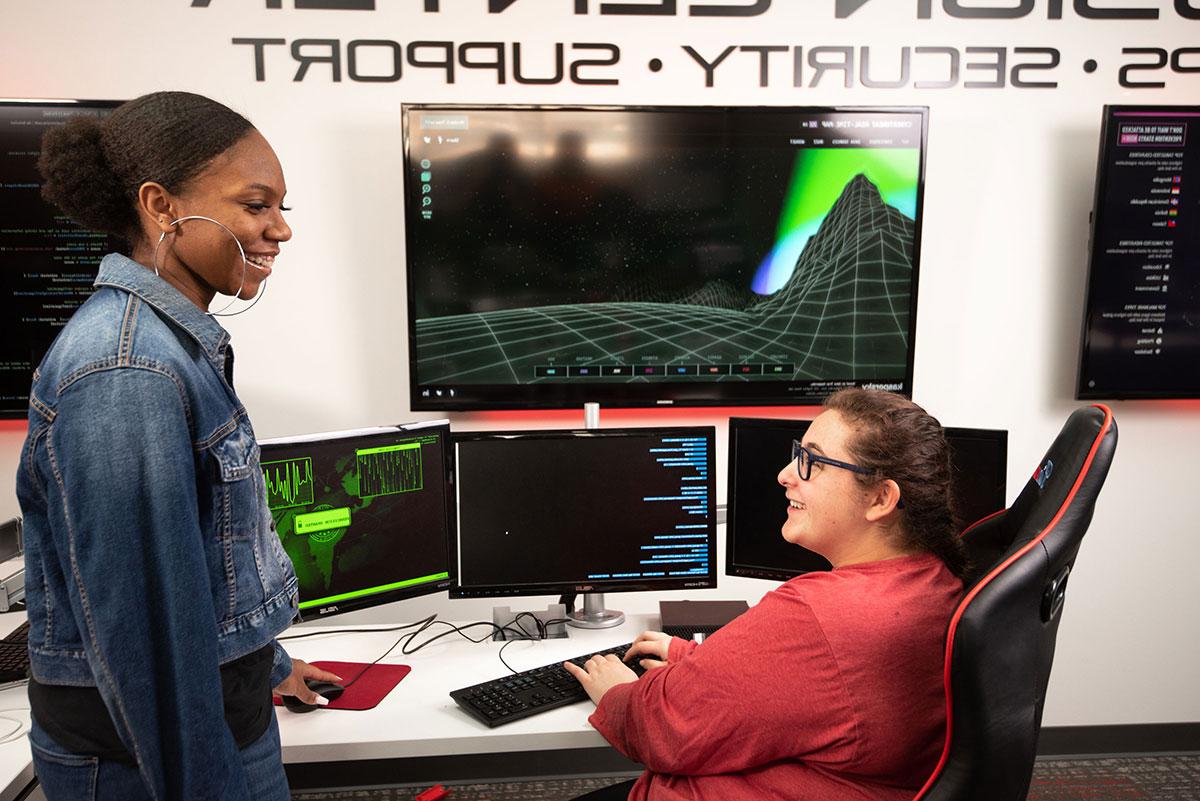 two students in computer science class